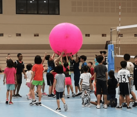 Children collaborating in a team-building exercise at a multi-sport camp Holiday Camp Programmes for Kids